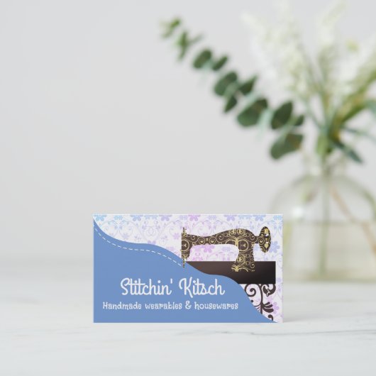 ヴィンテージアンティーク裁縫機械縫い目 名刺 (スタンド正面)