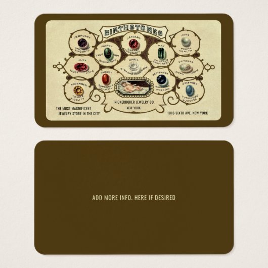 ヴィンテージアンティーク誕生石ジュエリー工芸品規格 (正面&裏面)