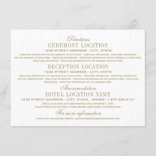 ヴィンテージアンティーク金ゴールドの結婚繁栄の情報 エンクロージャーカード (正面)