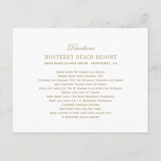 ヴィンテージアンティーク金ゴールドの結婚繁栄の情報 エンクロージャーカード (裏面)