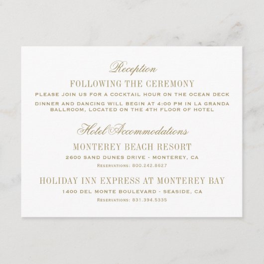 ヴィンテージアンティーク金ゴールドの結婚繁栄の情報 エンクロージャーカード (正面)