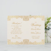 ヴィンテージアンティーク金ゴールドアイボリー折り畳み結婚式 プログラム (スタンド正面)