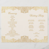 ヴィンテージアンティーク金ゴールドアイボリー折り畳み結婚式 プログラム (裏面)