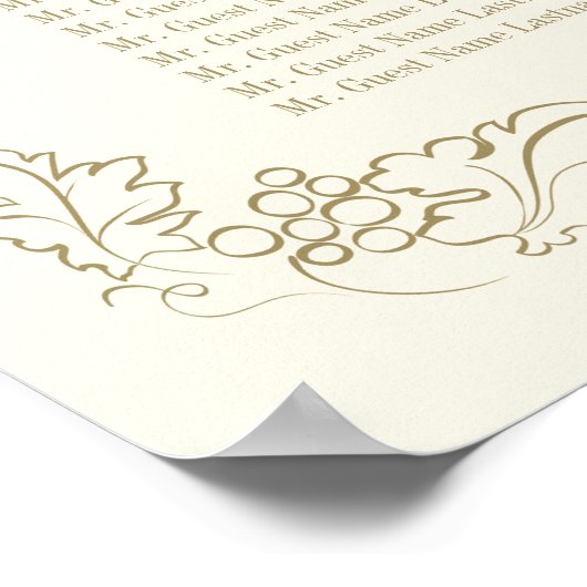 ヴィンテージアンティーク金ゴールドグレープつる植物結婚ズの座席 ポスター (角)