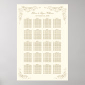 ヴィンテージアンティーク金ゴールドグレープつる植物結婚ズの座席 ポスター (正面)