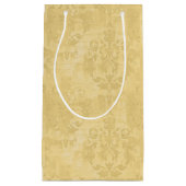 ヴィンテージアンティーク金ゴールドダマスクパターン スモールペーパーバッグ (正面)