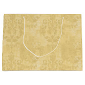 ヴィンテージアンティーク金ゴールドダマスクパターン ラージペーパーバッグ (正面)