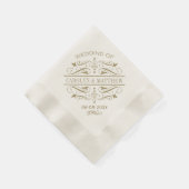 ヴィンテージアンティーク金ゴールドフローリッシュ結婚ズモノグラム 縁ありカクテルナプキン (角)