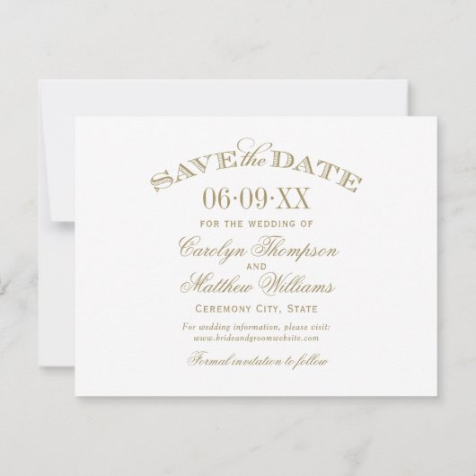 ヴィンテージアンティーク金ゴールドフローリッ結婚シュ セーブザデート (裏面)