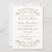 ヴィンテージアンティーク金ゴールドフローリッ結婚シュ 招待状 (正面)