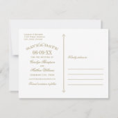 ヴィンテージアンティーク金ゴールドホワイトフローリッシュ日付を保存 セーブザデート (裏面)