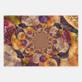 ヴィンテージアンティーク金ゴールド紫バルーン万華鏡のように千変万化するパターン ラッピングペーパーシート (正面3)