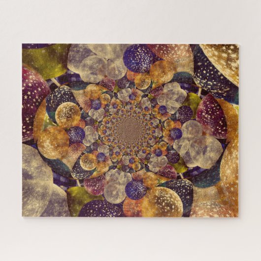 ヴィンテージアンティーク金ゴールド紫抽象芸術バルーン ジグソーパズル (横)
