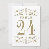 ヴィンテージアンティーク金ゴールド結婚フローリッシュのテーブル番号 招待状 (裏面)