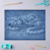 ヴィンテージアンティーク青白水彩真珠 薄葉紙 (クラフト)