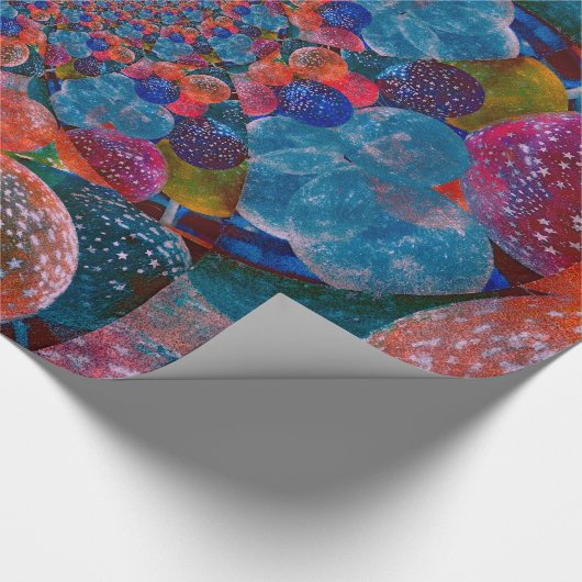 ヴィンテージアンティーク青赤抽象芸術バルーン ラッピングペーパー (角)