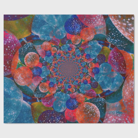 ヴィンテージアンティーク青赤抽象芸術バルーン ラッピングペーパー (フラット)