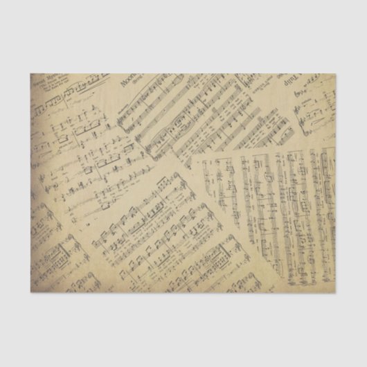 ヴィンテージアンティーク音符パターンミュージシャン 薄葉紙 (正面)