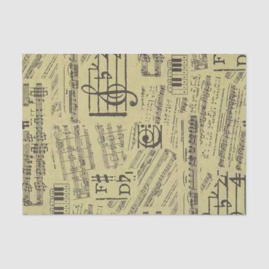 ヴィンテージアンティーク音符パターンミュージシャン 薄葉紙 (正面)