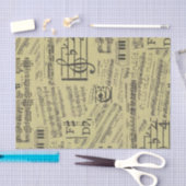 ヴィンテージアンティーク音符パターンミュージシャン 薄葉紙 (クラフト)