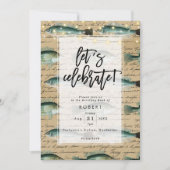 ヴィンテージアンティーク魚誕生日パーティーの招待 招待状 (正面)