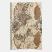 ヴィンテージアンティーク1691サンソンの世界の地図 キッチンタオル (縦)