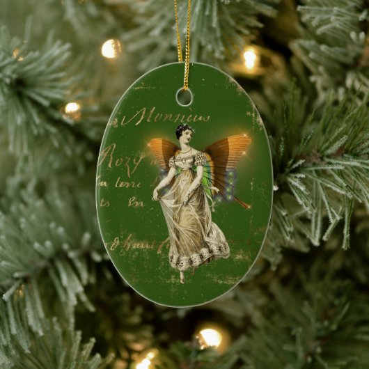 ヴィンテージアンバーウィングフェアリー セラミックオーナメント (ツリー)