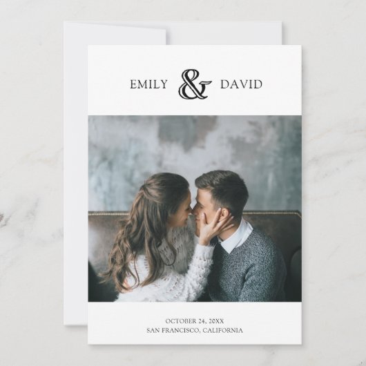 ヴィンテージアンパサンド |白黒の写真数々の セーブザデート (正面)