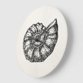 ヴィンテージアンモナイト貝殻化石シェルテンプレート ラージ壁時計 (傾斜)