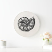 ヴィンテージアンモナイト貝殻化石シェルテンプレート ラージ壁時計 (ホーム)