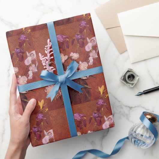 ヴィンテージアンリラトゥールブーケオブ牡丹とアイリス ラッピングペーパー (ギフト)