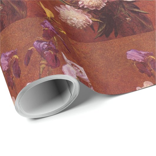 ヴィンテージアンリラトゥールブーケオブ牡丹とアイリス ラッピングペーパー (ロールコーナー)