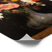 ヴィンテージアンリラトゥール花カメリアとチューリップ ポスター (角)