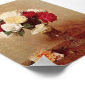 ヴィンテージアンリ・ラトゥールのバラがステムグラスに ポスター (角)