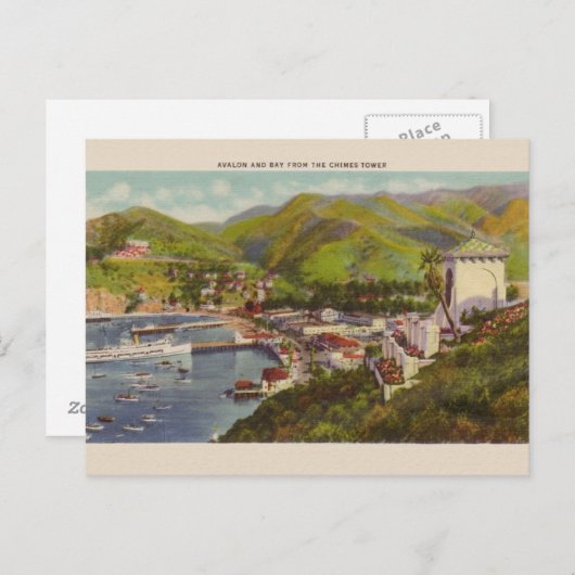 ヴィンテージアヴァロンカリフォルニアベイチャイムタワーポストカード ポストカード (正面/裏面)