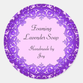 ヴィンテージアーカスタムト石鹸または缶詰ステッカーパープル ラウンドシール