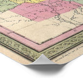 ヴィンテージアーカンソーの地図(1853年) ポスター (角)