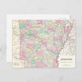 ヴィンテージアーカンソーの地図（1855年） ポストカード (正面/裏面)