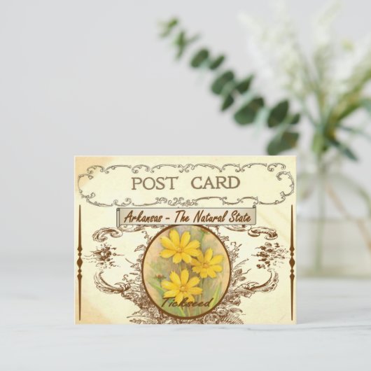 ヴィンテージアーカンソー州フラワーポストカード ポストカード (スタンド正面)