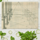 ヴィンテージアーキテクチャ、アーチ型カラムのパースペクティブ キッチンタオル (折り畳み)