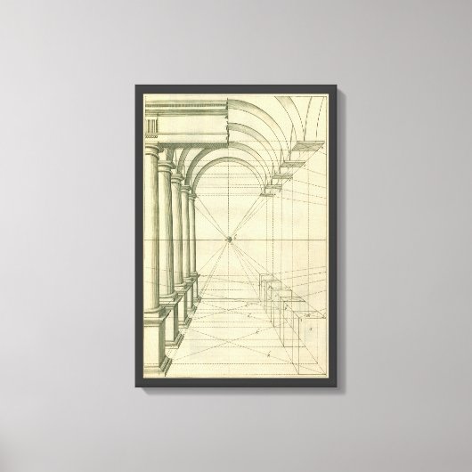 ヴィンテージアーキテクチャ、アーチ型カラムのパースペクティブ キャンバスプリント (正面)