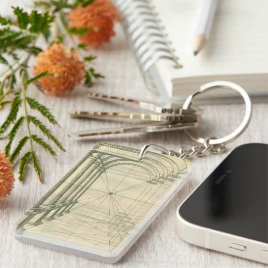 ヴィンテージアーキテクチャ、アーチ型カラムのパースペクティブ キーホルダー (正面右)