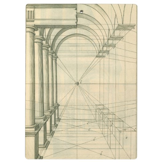 ヴィンテージアーキテクチャ、アーチ型カラムのパースペクティブ クリップボード (裏面)