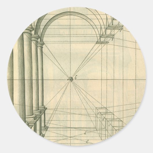 ヴィンテージアーキテクチャ、アーチ型カラムのパースペクティブ ラウンドシール (正面)