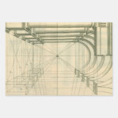 ヴィンテージアーキテクチャ、アーチ型カラムのパースペクティブ ラッピングペーパーシート (正面3)