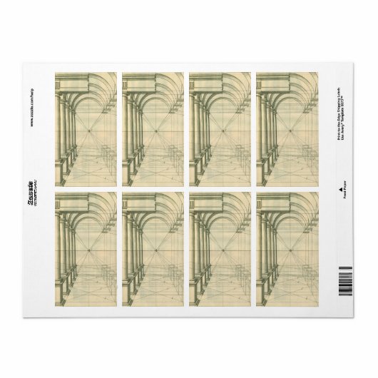 ヴィンテージアーキテクチャ、アーチ型カラムのパースペクティブ ラベル (フルシート)