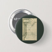 ヴィンテージアーキテクチャ、アーチ型カラムのパースペクティブ 缶バッジ (正面&裏面)