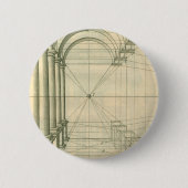 ヴィンテージアーキテクチャ、アーチ型カラムのパースペクティブ 缶バッジ (正面)