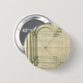 ヴィンテージアーキテクチャ、アーチ型カラムのパースペクティブ 缶バッジ (正面&裏面)