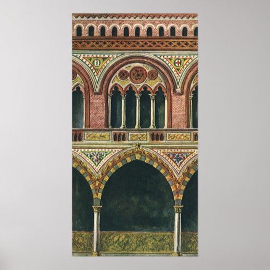 ヴィンテージアーキテクチャ、イタリア、パビアの要塞 ポスター (正面)